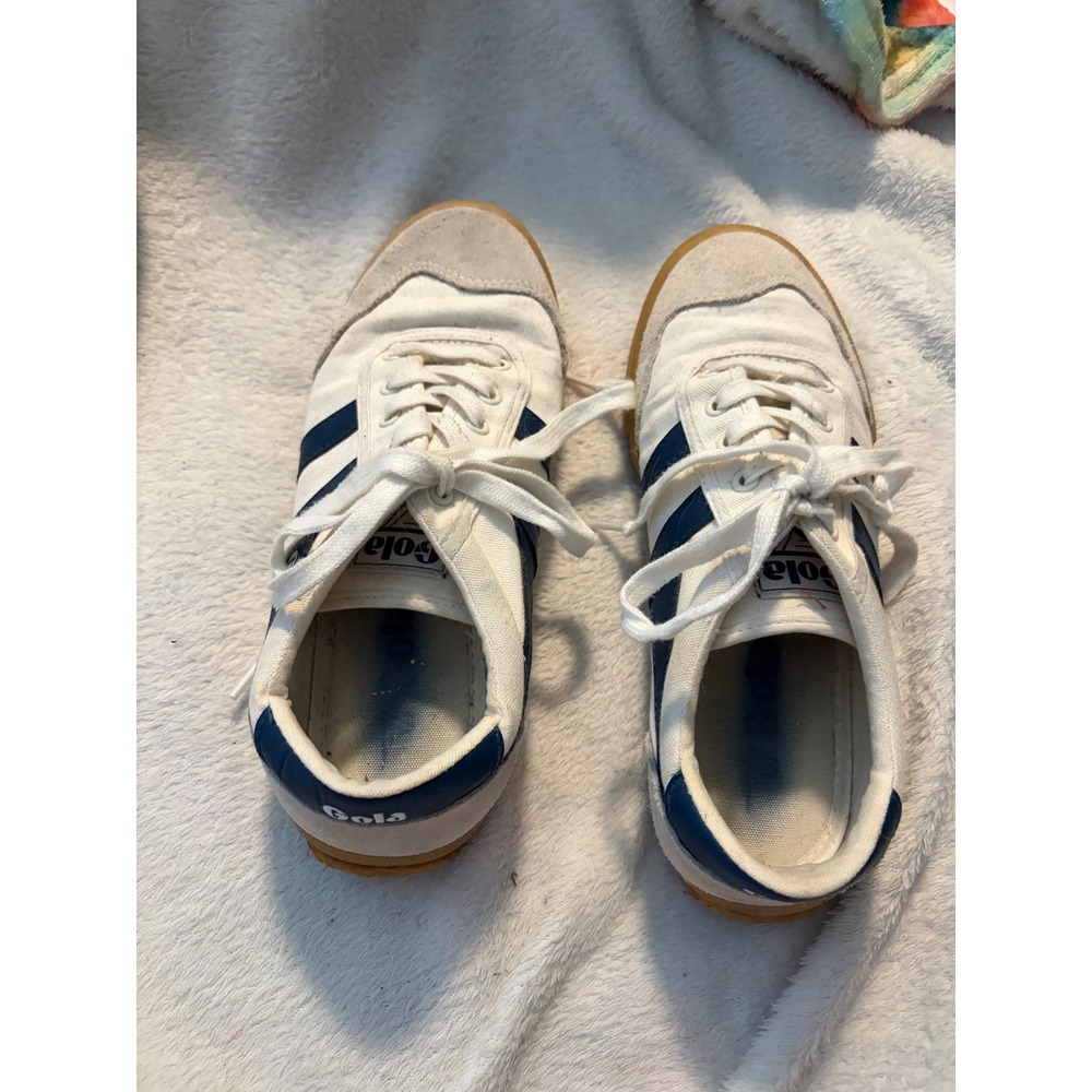 Gola Badminton Sneakers Retro White Navy Gum Sole Low Top Trainers US 7 EU 38 - Picture 2 of 10